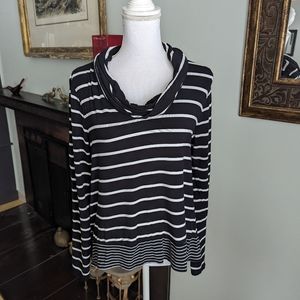 White House Black Market Womens Medium Long Sleeve Cowl Neck Stripe Tshirt Top 9